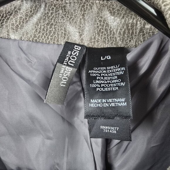 Bisou Bisou Michelle Bohbot Silver Cropped Jacket Womens Size L/G 100% Polyester - Picture 4 of 7